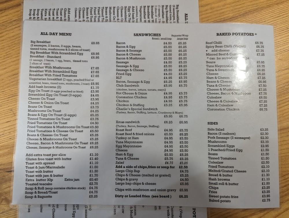 Charlie's Cafe Menu - 1